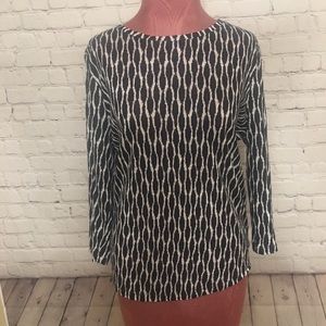 EUC LOFT petites Black & White 3/4 length sleeve